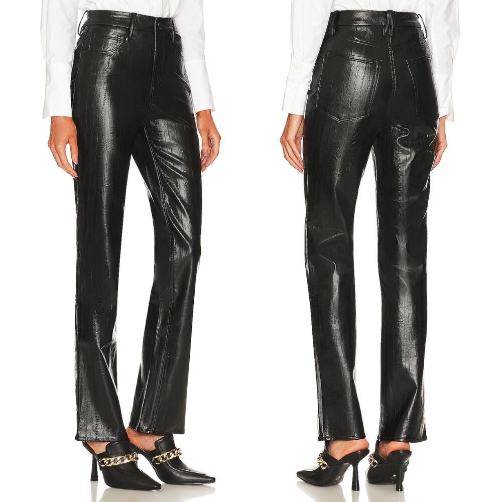 Good American | NWT Better Than Leather Icon Black Faux Leather Straight Pants